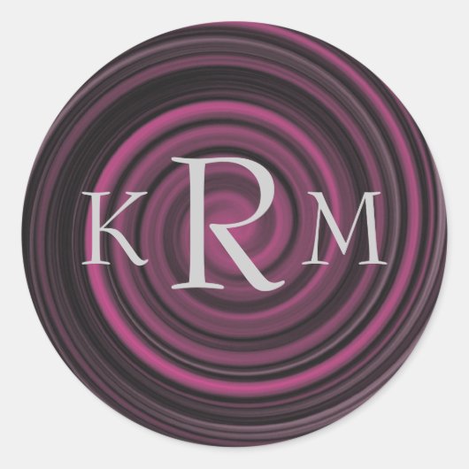 Sticker Rond Initiales de monogramme personnalisées tourbillons (Devant)
