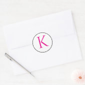 Sticker Rond Initiales de monogramme Rose Noir Blanc Simple Min (Enveloppe)