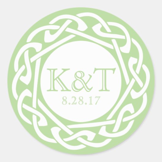 Sticker Rond Initiales de noeud celtique - Jade (Devant)