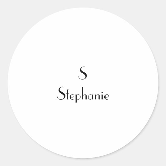 Sticker Rond Initiales de nom personnalisées noir blanc Monogra (Devant)