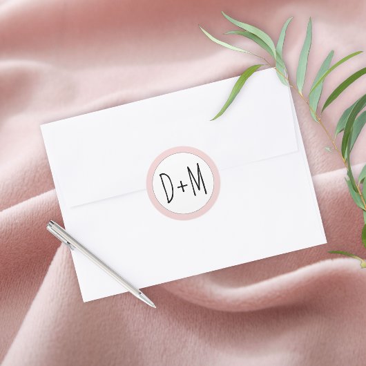 Sticker Rond Initiales dessinées à la main typographie mariage 