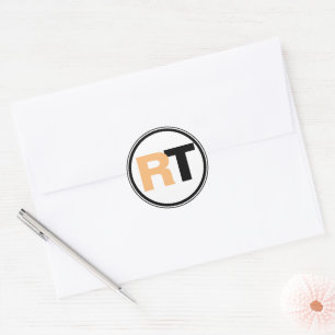 Sticker Rond Initiales Deux Tons