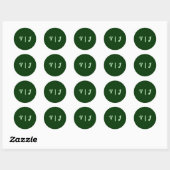 Sticker Rond Initiales du couple sur petit vert foncé (Feuille)