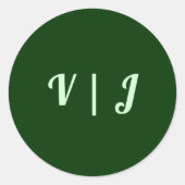 Sticker Rond Initiales du couple sur petit vert foncé (Devant)