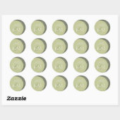 Sticker Rond Initiales du Mariage couleur vert ID901 (Feuille)