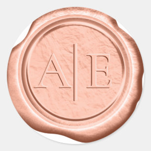 Sticker Rond Initiales du Mariage de cire de Faux Terra Cotta I