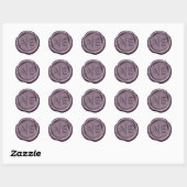 Sticker Rond Initiales du Mariage de cire Faux Dk Mauve ID967 (Feuille)