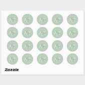 Sticker Rond Initiales du Mariage de Mariage de scellement Mono (Feuille)