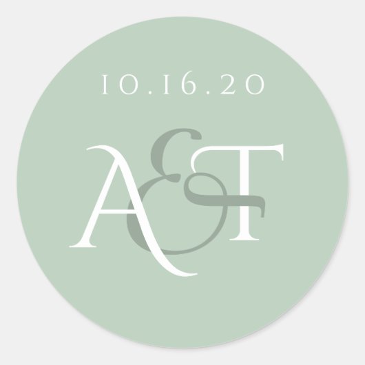 Sticker Rond Initiales du Mariage de Mariage de scellement Mono (Devant)