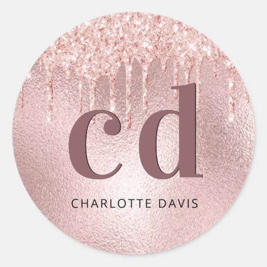 Sticker Rond Initiales du monogramme de parties scintillant en (Devant)
