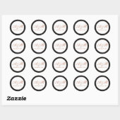 Sticker Rond Initiales en écriture cuivrée & Date sur faux marb (Feuille)