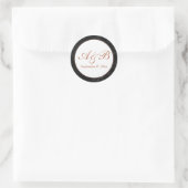 Sticker Rond Initiales en écriture cuivrée & Date sur faux marb (Sac)
