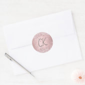 Sticker Rond Initiales en monogramme rose parties scintillant r (Enveloppe)
