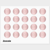 Sticker Rond Initiales en monogramme rose rose poussiéreux (Feuille)