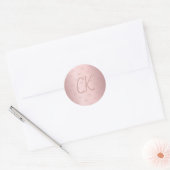 Sticker Rond Initiales en monogramme rose rose poussiéreux (Enveloppe)