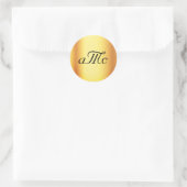 Sticker Rond initiales en or mariage monogramme luxueux (Sac)