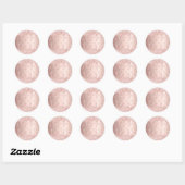 Sticker Rond Initiales en or rose monogramme parties scintillan (Feuille)