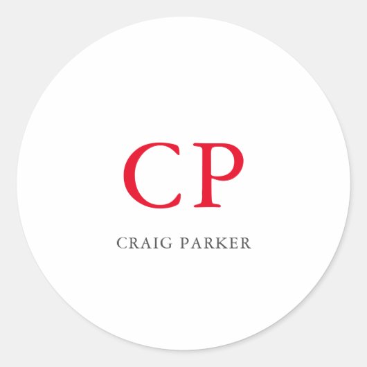 Sticker Rond Initiales en rouge clair monogramme professionnel (Devant)