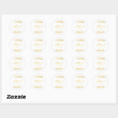 Sticker Rond Initiales Feuilles mariages chaudes avec date (Feuille)