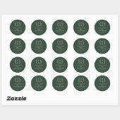 Sticker Rond Initiales florales empilées Monogramme Mariage (Feuille)