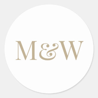 Sticker Rond Initiales Gold de la mariée Blanc