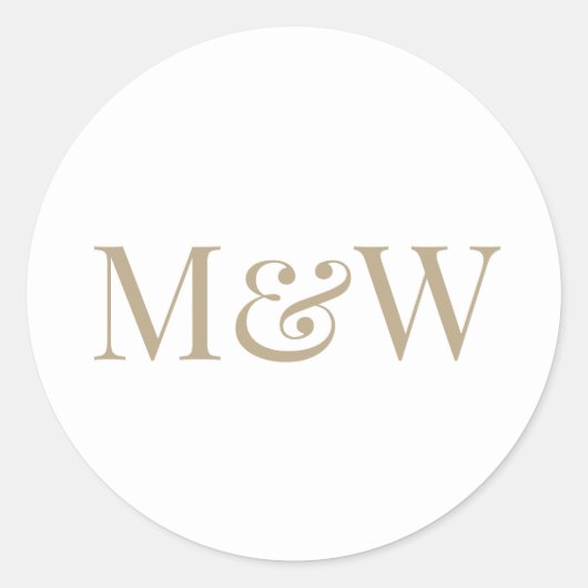 Sticker Rond Initiales Gold de la mariée Blanc (Devant)