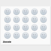 Sticker Rond Initiales Gris-Bleu Sophistiquées (Feuille)