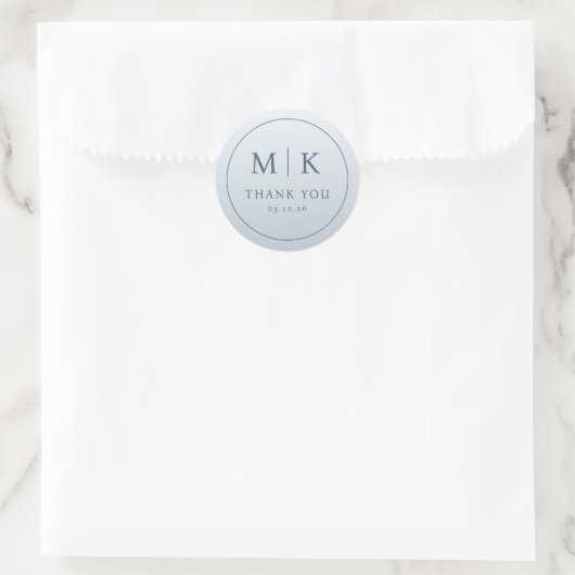 Sticker Rond Initiales Gris-Bleu Sophistiquées (Sac)