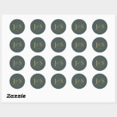 Sticker Rond Initiales Mariage Elegance Simple ID1022 vert (Feuille)
