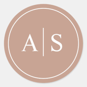 Sticker Rond Initiales mariage minimaliste Papier à lettres/Cla