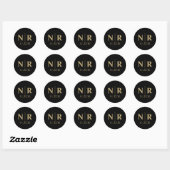 Sticker Rond Initiales mariage Monogramme Et Groom (Feuille)