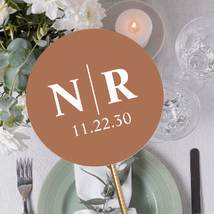 Sticker Rond Initiales mariage Monogramme Et Groom