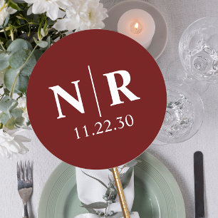 Sticker Rond Initiales mariage Monogramme Et Groom