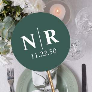 Sticker Rond Initiales mariage Monogramme Et Groom