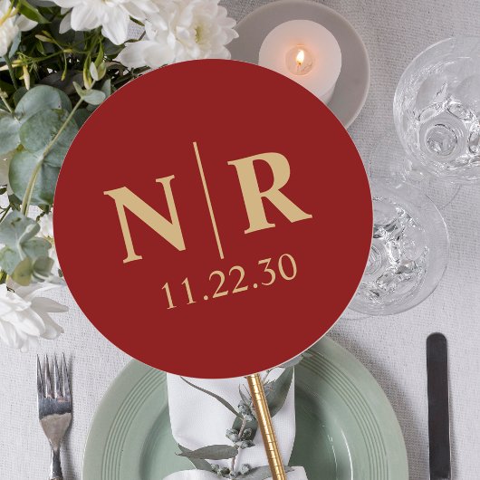 Sticker Rond Initiales mariage Monogramme Et Groom