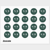 Sticker Rond Initiales mariage Monogramme Et Groom (Feuille)