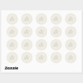 Sticker Rond Initiales mariages avec crème papillon et bleu (Feuille)