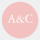 Sticker Rond Initiales mariages crème et rose (Devant)