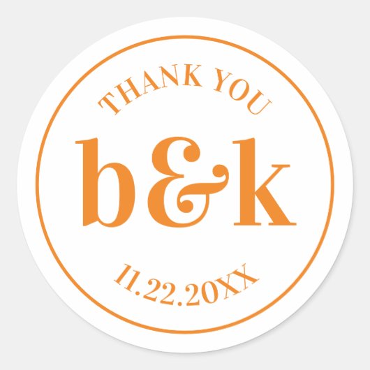 Sticker Rond Initiales minimaux Monogrammes modernes Cl Mariage (Devant)