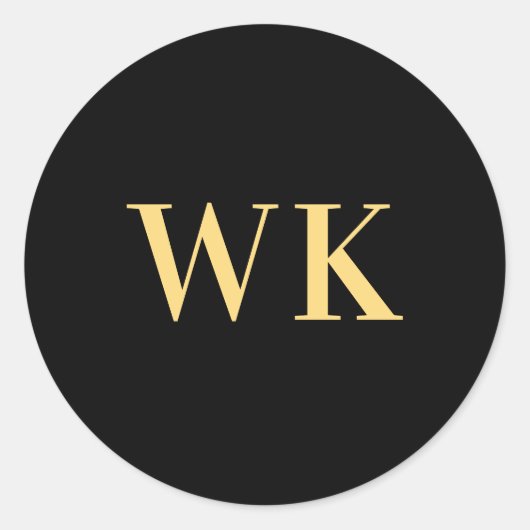 Sticker Rond Initiales minimaux Monogrammes modernes Noir Or (Devant)