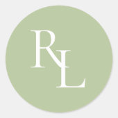 Sticker Rond Initiales minimes à deux Mariages vert doux (Devant)
