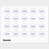 Sticker Rond Initiales minimes de monogramme modernes Mariage v (Feuille)
