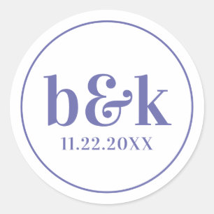 Sticker Rond Initiales minimes de monogramme modernes Mariage v