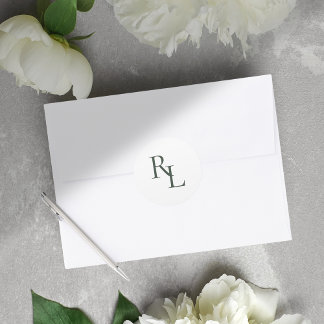Sticker Rond Initiales minimes en deux Mariages vert et blanc