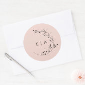 Sticker Rond Initiales minuscules rose poussiéreux Grandes cour (Enveloppe)
