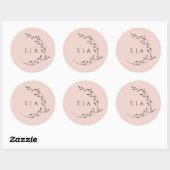 Sticker Rond Initiales minuscules rose poussiéreux Grandes cour (Feuille)