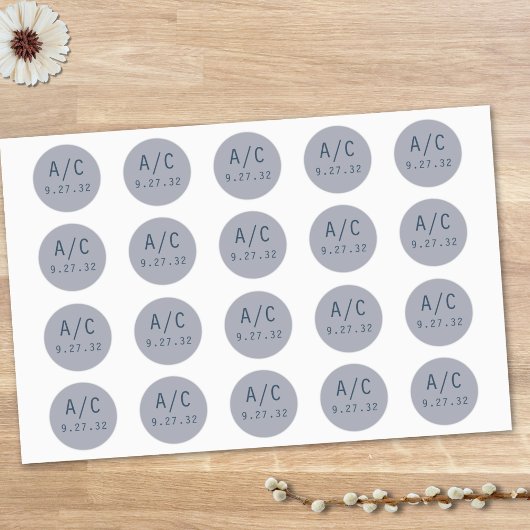 Sticker Rond Initiales modernes Abstraites de gris gris ardoise