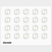 Sticker Rond Initiales Monogramme Verdure Moderne Mariage Or (Feuille)