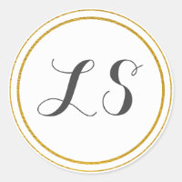 Initiales monogrammes | Bordure Cercle Or & Blanc