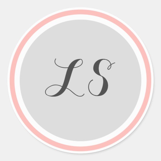 Sticker Rond Initiales monogrammes | Bordure circulaire blanche (Devant)